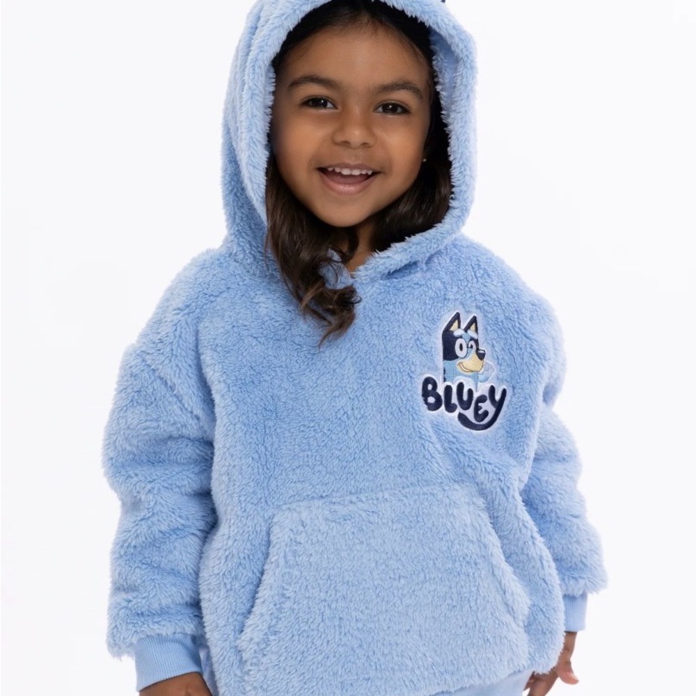 Bluey Toddler Plush Hooded Pullover for Kids - Light Blue size 3T